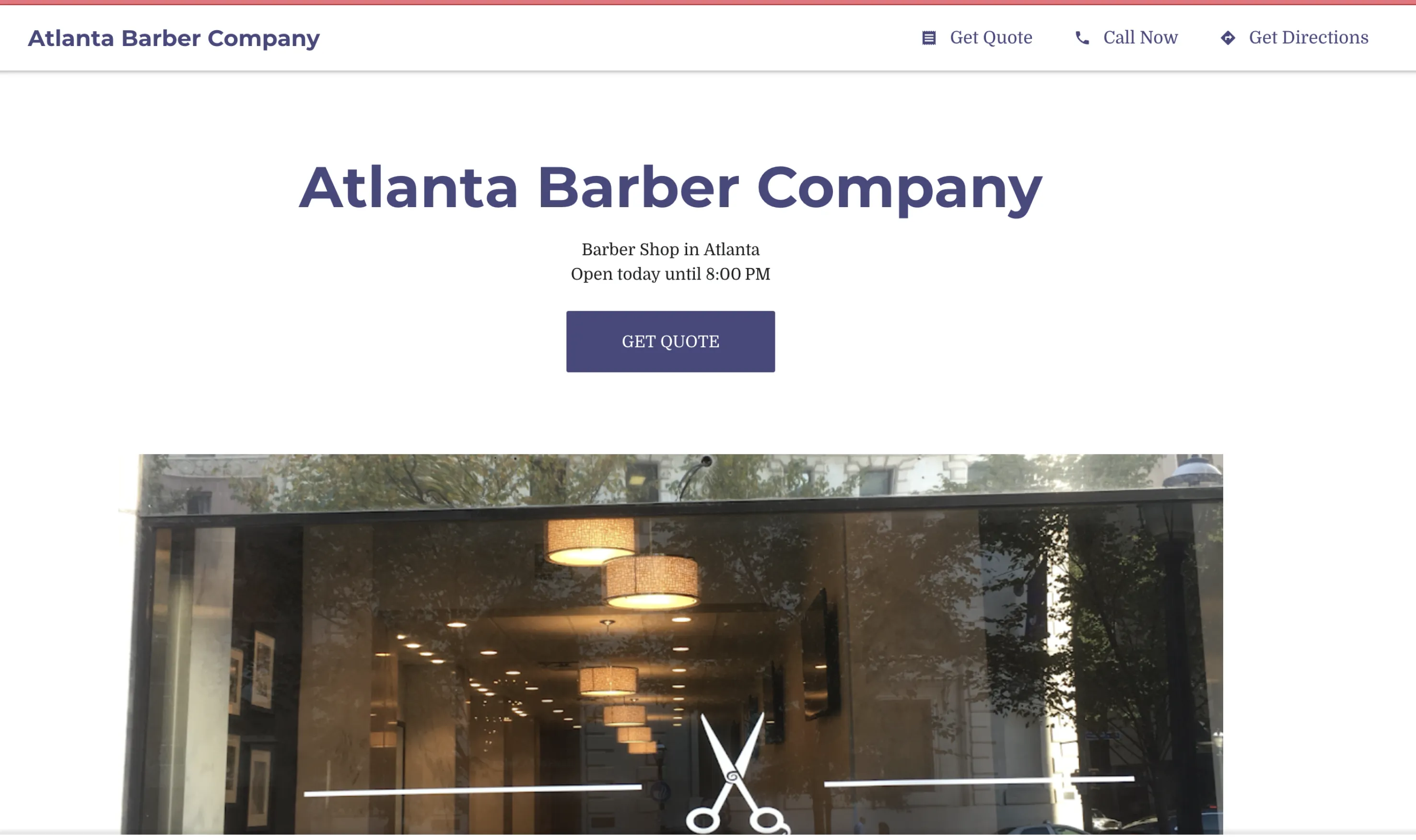 A screenshot of https://atlantabarbercompany.business.site/